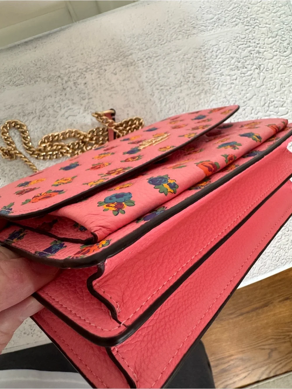 Coach Pink Floral Leather Crossbody Shoulder Bag NWT